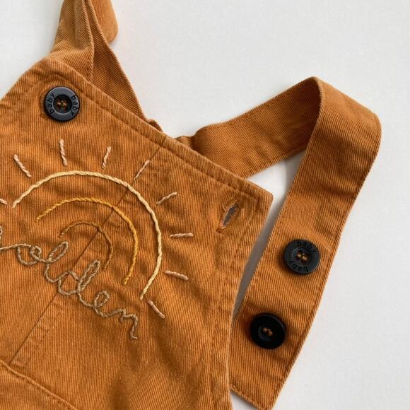 Baby Baby Embroidered Rainbow Golden Shortalls - Mustard Yellow - 3-6M - Picture 7 of 11